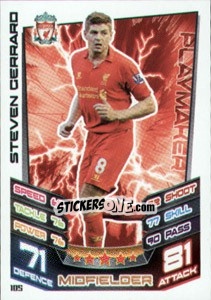 Cromo Steven Gerrard - English Premier League 2012-2013. Match Attax - Topps