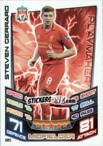 Sticker Steven Gerrard - English Premier League 2012-2013. Match Attax n. 105 - Topps