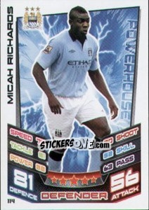 Figurina Micah Richards - English Premier League 2012-2013. Match Attax n. 114 - Topps