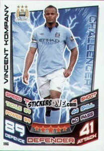 Sticker Vincent Kompany - English Premier League 2012-2013. Match Attax n. 116 - Topps