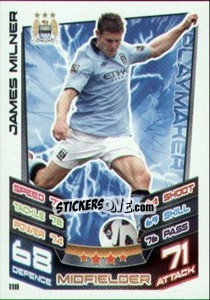 Sticker James Milner - English Premier League 2012-2013. Match Attax n. 118 - Topps
