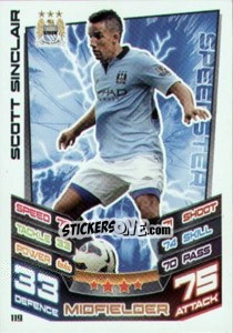 Sticker Scott Sinclair - English Premier League 2012-2013. Match Attax n. 119 - Topps