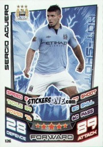 Sticker Sergio Aguero - English Premier League 2012-2013. Match Attax n. 126 - Topps