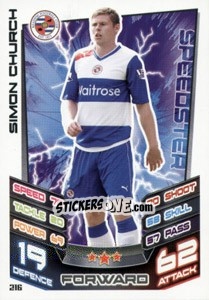 Sticker Simon Church - English Premier League 2012-2013. Match Attax n. 216 - Topps