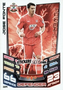 Sticker Jose Fonte - English Premier League 2012-2013. Match Attax n. 224 - Topps