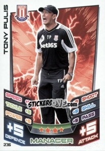 Sticker Tony Pulis - English Premier League 2012-2013. Match Attax n. 236 - Topps