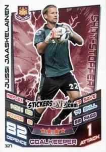 Sticker Jussi Jaaskelainen - English Premier League 2012-2013. Match Attax n. 327 - Topps
