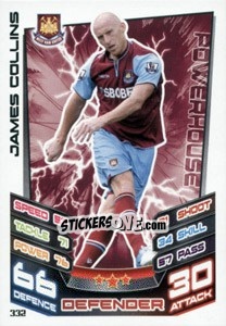 Sticker James Collins - English Premier League 2012-2013. Match Attax n. 332 - Topps