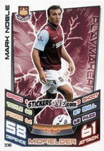 Sticker Mark Noble - English Premier League 2012-2013. Match Attax n. 336 - Topps