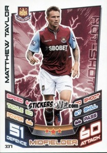 Sticker Matthew Taylor - English Premier League 2012-2013. Match Attax n. 337 - Topps