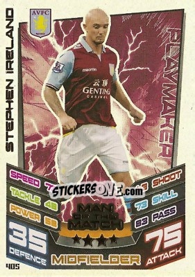 Sticker Stephen Ireland - English Premier League 2012-2013. Match Attax n. 405 - Topps