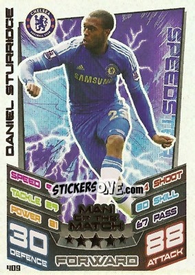 Sticker Daniel Sturridge - English Premier League 2012-2013. Match Attax n. 409 - Topps