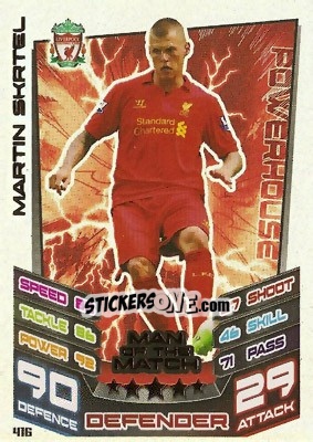 Sticker Martin Skrtel - English Premier League 2012-2013. Match Attax n. 416 - Topps