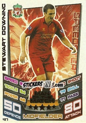 Sticker Stewart Downing - English Premier League 2012-2013. Match Attax - Topps