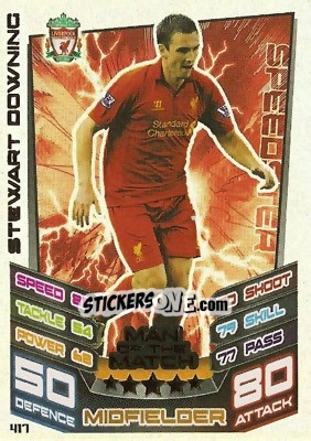 Sticker Stewart Downing - English Premier League 2012-2013. Match Attax n. 417 - Topps