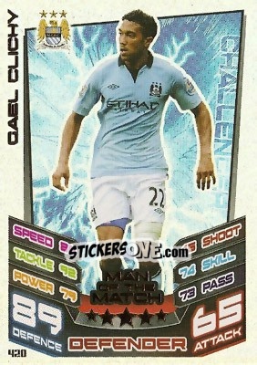Sticker Gael Clichy - English Premier League 2012-2013. Match Attax n. 420 - Topps