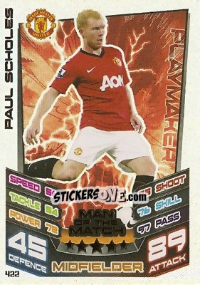 Sticker Paul Scholes - English Premier League 2012-2013. Match Attax n. 422 - Topps