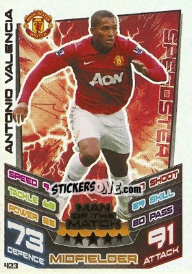 Sticker Antonio Valencia - English Premier League 2012-2013. Match Attax n. 423 - Topps