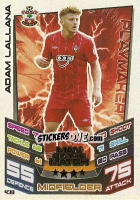 Sticker Adam Lallana - English Premier League 2012-2013. Match Attax n. 438 - Topps
