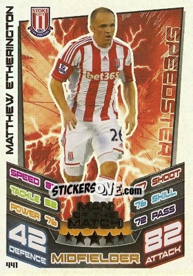 Sticker Matthew Etherington - English Premier League 2012-2013. Match Attax n. 441 - Topps