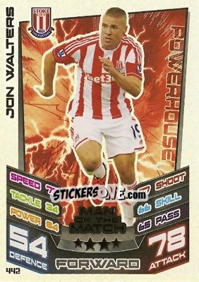 Sticker Jon Walters - English Premier League 2012-2013. Match Attax n. 442 - Topps