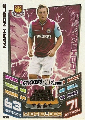 Sticker Mark Noble - English Premier League 2012-2013. Match Attax n. 456 - Topps