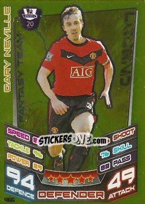 Sticker Gary Neville - English Premier League 2012-2013. Match Attax n. 466 - Topps