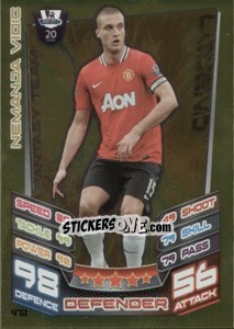 Sticker Nemanja Vidic - English Premier League 2012-2013. Match Attax n. 472 - Topps