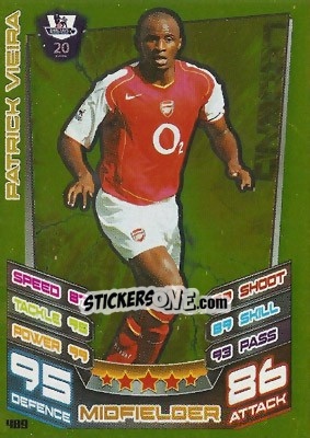 Sticker Patrick Vieira - English Premier League 2012-2013. Match Attax n. 489 - Topps