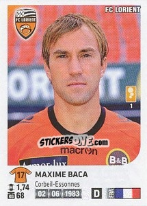Sticker Maxime Baca - FOOT 2012-2013 n. 151 - Panini