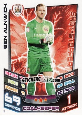 Sticker Ben Alnwick - NPower Championship 2012-2013. Match Attax n. 1 - Topps