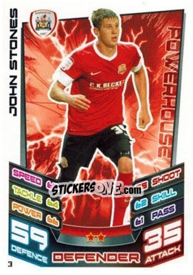 Sticker John Stones - NPower Championship 2012-2013. Match Attax n. 3 - Topps