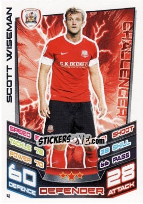 Sticker Scott Wiseman - NPower Championship 2012-2013. Match Attax n. 4 - Topps