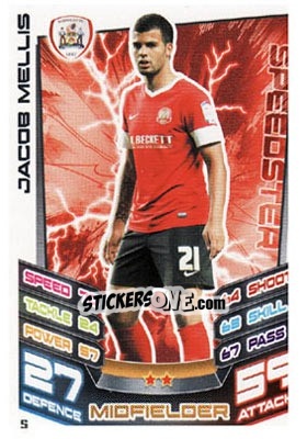 Sticker Jacob Mellis - NPower Championship 2012-2013. Match Attax n. 5 - Topps