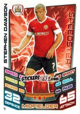 Sticker Stephen Dawson - NPower Championship 2012-2013. Match Attax n. 7 - Topps