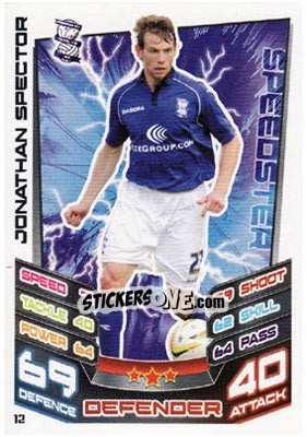 Sticker Jonathan Spector - NPower Championship 2012-2013. Match Attax - Topps