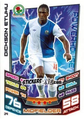Sticker Dickson Etuhu - NPower Championship 2012-2013. Match Attax n. 24 - Topps