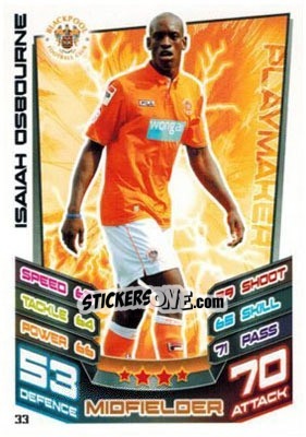 Sticker Isaiah Osbourne - NPower Championship 2012-2013. Match Attax n. 33 - Topps