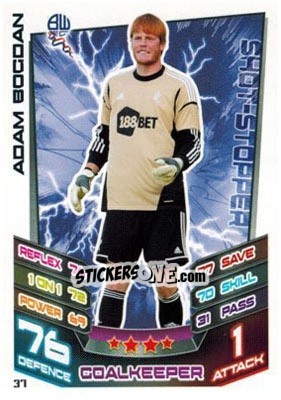Sticker Adam Bogdan - NPower Championship 2012-2013. Match Attax n. 37 - Topps