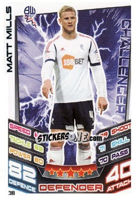 Sticker Matt Mills - NPower Championship 2012-2013. Match Attax n. 38 - Topps