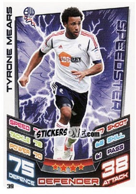 Cromo Tyrone Mears - NPower Championship 2012-2013. Match Attax n. 39 - Topps