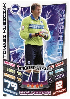 Sticker Tomasz Kuszczak - NPower Championship 2012-2013. Match Attax n. 46 - Topps