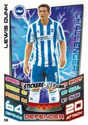 Sticker Lewis Dunk - NPower Championship 2012-2013. Match Attax n. 50 - Topps