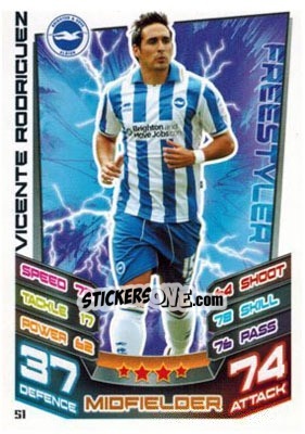 Sticker Vicente Rodriguez - NPower Championship 2012-2013. Match Attax n. 51 - Topps
