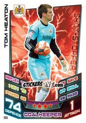 Sticker Tom Heaton - NPower Championship 2012-2013. Match Attax n. 55 - Topps