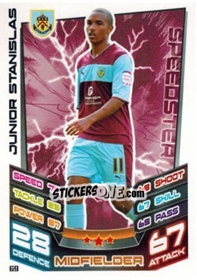 Sticker Junior Stanislas - NPower Championship 2012-2013. Match Attax n. 69 - Topps