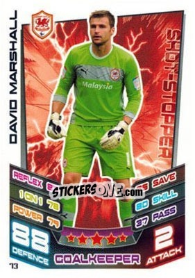 Sticker David Marshall - NPower Championship 2012-2013. Match Attax n. 73 - Topps
