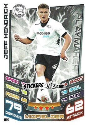 Sticker Jeff Hendrick - NPower Championship 2012-2013. Match Attax n. 105 - Topps