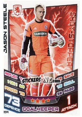 Sticker Jason Steele - NPower Championship 2012-2013. Match Attax n. 154 - Topps