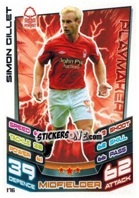 Sticker Simon Gillet - NPower Championship 2012-2013. Match Attax n. 176 - Topps
